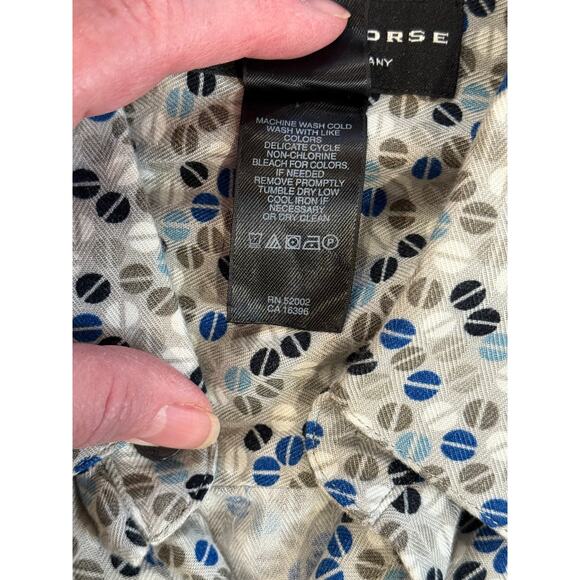 Crazy Horse Button-Up Shirt L – Retro Geometric Print, Short Sleeve Casual - Picture 3 of 4